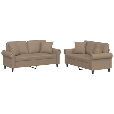 Set di Divani 2 pz con Cuscini Cappuccino in Similpelle - Foto 1