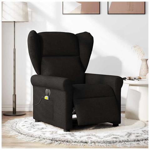 Poltrona Massaggiante Reclinabile Elettrica Nera in Tessuto - Foto 2