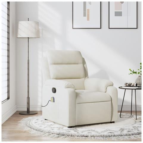 Poltrona Massaggiante Reclinabile Crema in Velluto - Foto 2