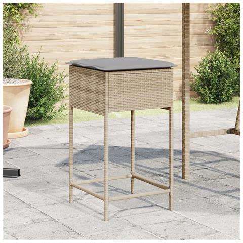 Sgabelli da Bar con Cuscini 2 pz Beige in Polyrattan - Foto 2