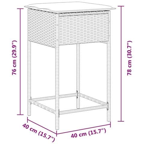 Sgabelli da Bar con Cuscini 2 pz Beige in Polyrattan - Foto 9