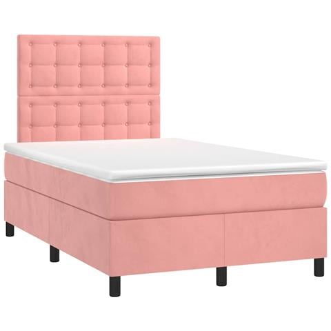 Giroletto a Molle con Materasso Rosa 120x190 cm in Velluto - Foto 1