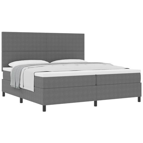 Letto a Rete con Materasso Grigio Chiaro 200x200 cm Tessuto di Corduroy - Foto 1
