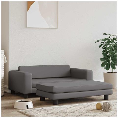 Lettino per Cani con Estensione Grigio 100x50x30 cm Similpelle - Foto 2