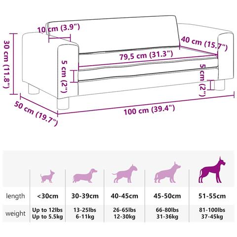 Lettino per Cani con Estensione Grigio 100x50x30 cm Similpelle - Foto 9