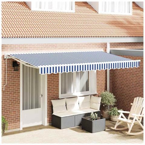 Tenda Retrattile Blu e Bianco 400x200 cm Tessuto - Foto 2