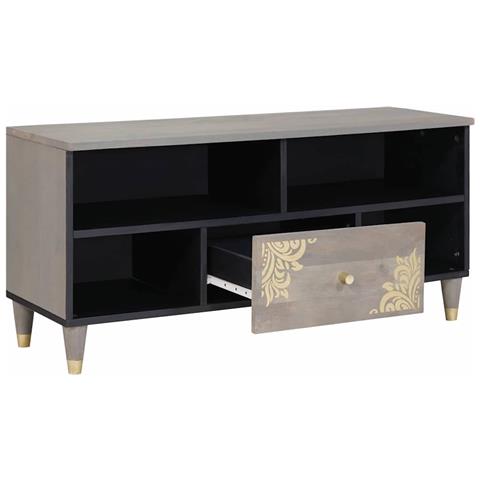 Mobile TV con cassetto Grigio e Oro 100 x 33.5 x 46 cm - Foto 2