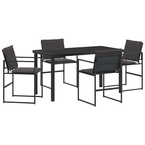 Set da Pranzo per Giardino 5 pcs Nero 140 x 70 x 73 cm - Foto 1