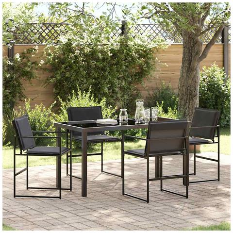 Set da Pranzo per Giardino 5 pcs Nero 140 x 70 x 73 cm - Foto 2