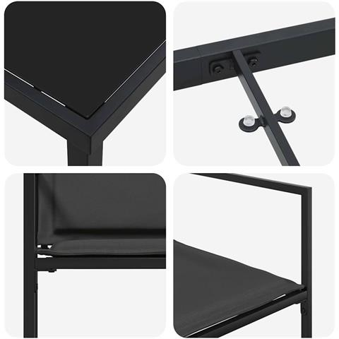 Set da Pranzo per Giardino 5 pcs Nero 140 x 70 x 73 cm - Foto 9