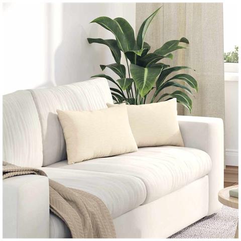 Cuscini da Divano 2 pcs Crema 50 x 30 cm Tessuto in Cords - Foto 2