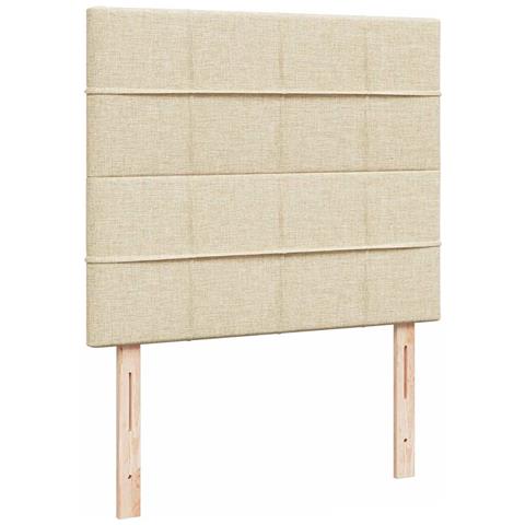 Struttura Letto Pouf con Materasso Crema 120x200 cm in Tessuto - Foto 9