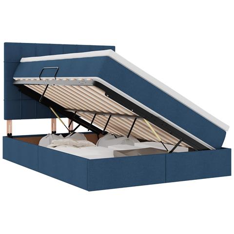 Letto con Contenitore Blu 140 x 190 cm Pelle Sintetica - Foto 1