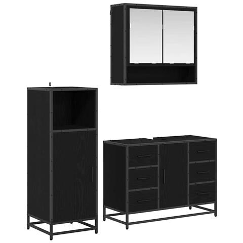 Set di mobili per il bagno con cassetto 3 pcs Legno vecchio - Foto 1