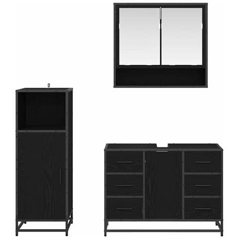 Set di mobili per il bagno con cassetto 3 pcs Legno vecchio - Foto 9