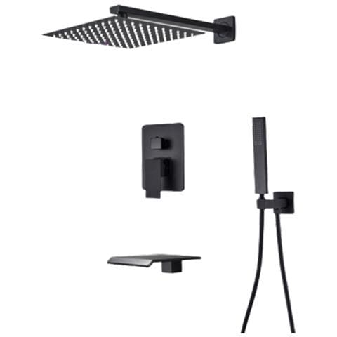 Set miscelatore doccia, Blackswan, tipo M77.3, modello cascata nero opaco, misura 30 cm - Foto 1