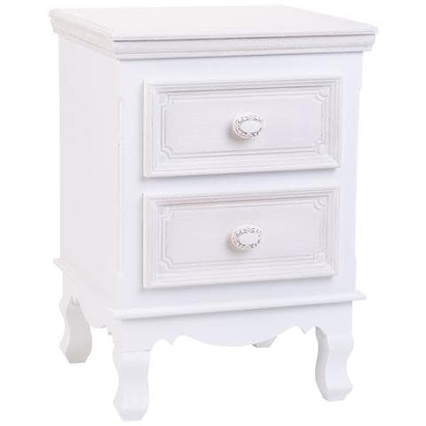 Comodino In Legno Con 2 Cassetti Bianchi 37x33,5x53. - Foto 1