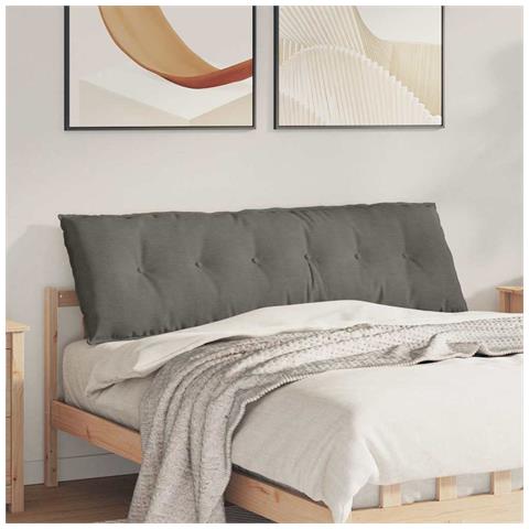 Cuscino per Schiena Grigio chiaro 160 x 50 cm Tessuto in Cords - Foto 2