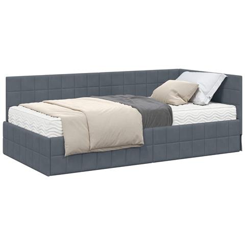 Struttura Letto Angolare con Materasso 2 pcs Grigio Velluto - Foto 1