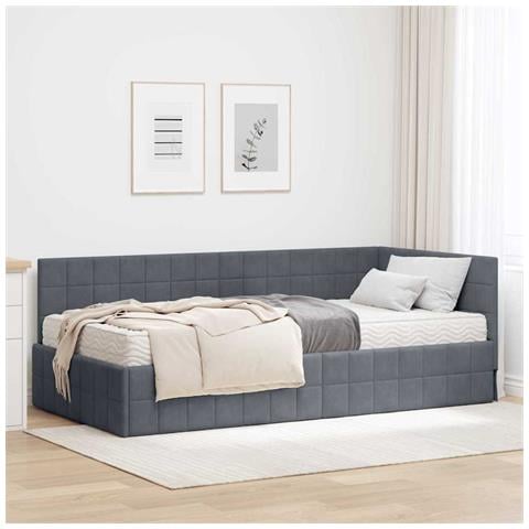Struttura Letto Angolare con Materasso 2 pcs Grigio Velluto - Foto 2