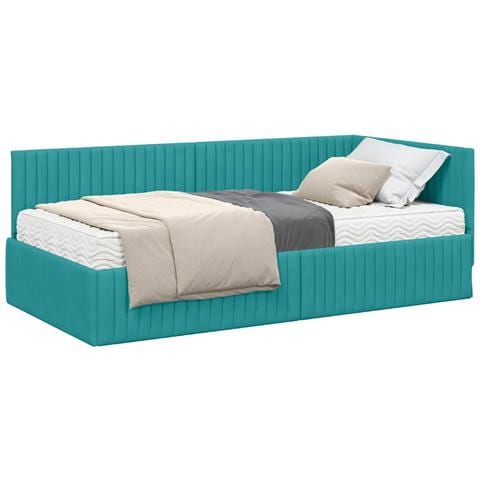 Struttura Letto Angolare con Materasso 2 pcs Turchese Velluto - Foto 1