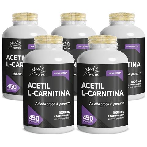 Acetil L-Carnitina 450 Compresse - 1000 mg per Dose Giornaliera - Energia, Tono e Vitalità (Confezione quintupla) - Foto 1