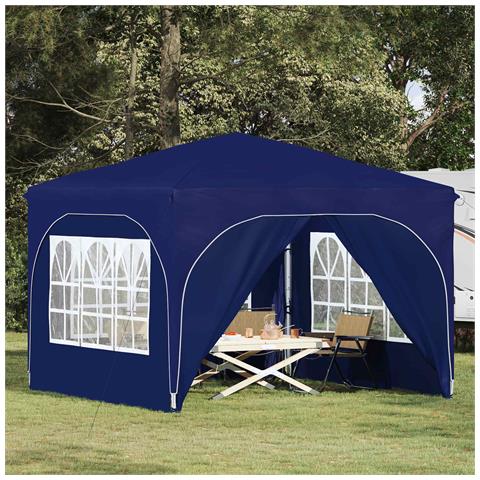 Tenda per feste a pop-up 290 x 290 x 245 cm Blu - Foto 2