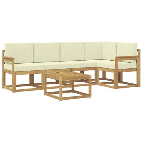 Set di divani da esterno con cuscino 6 pcs Bianco e Crema - Foto 1