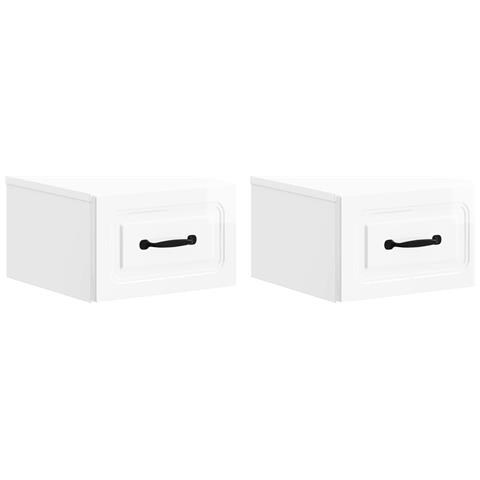 Mobiletto da notte a muro 2 pcs Bianco Lucido 34,5 x 33 x 20 cm - Foto 1