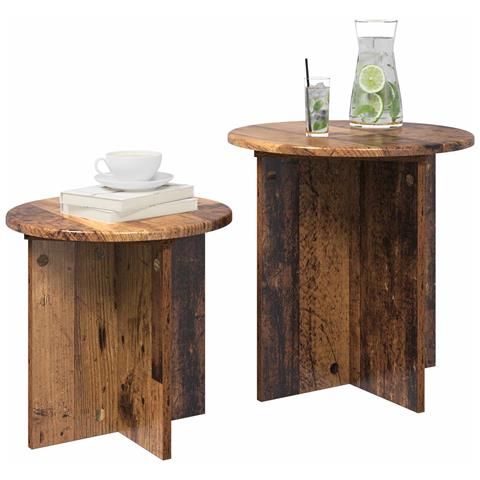 Set tavolini 2 pcs Legno antico Legno ingegnerizzato - Foto 2