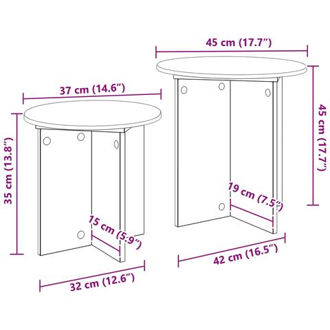 Set tavolini 2 pcs Legno antico Legno ingegnerizzato - Foto 5