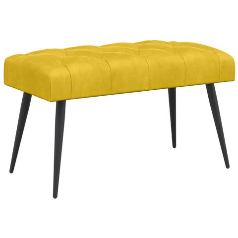 Panchina con bottoni imbottiti Giallo 80 x 40 x 46 cm Velluto - Foto 1