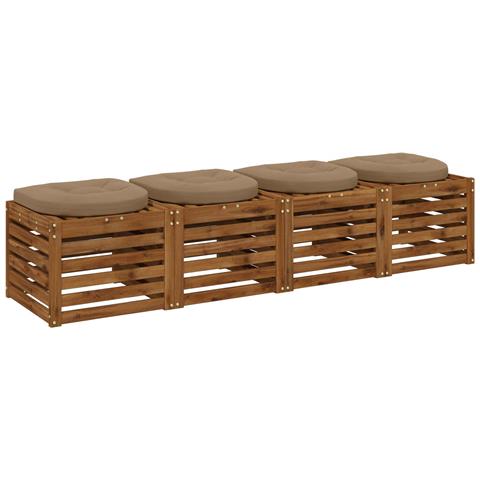 Cuscini per Sedia in 4 Pezzi 4 pz 100% Poliestere Tortora - Foto 2