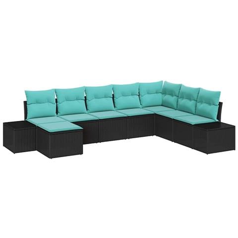 Set Divano da Giardino 8 pz Nero polyrattan - Foto 1