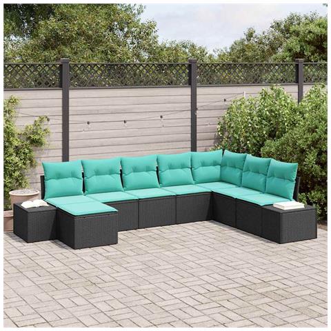 Set Divano da Giardino 8 pz Nero polyrattan - Foto 9