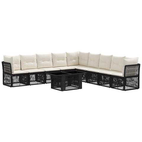 Set Divano da Giardino 10 pz Nero polyrattan - Foto 1