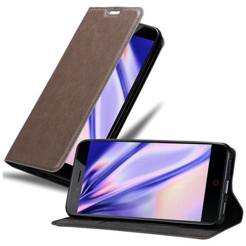 Custodia Compatibile Con Zte Nubia Z11 Mini S In Bruno Caffè - Coperchio Protettiva Con Chiusura Magnetica, Funzione Stand E Tasca Per Le Carte - Foto 1