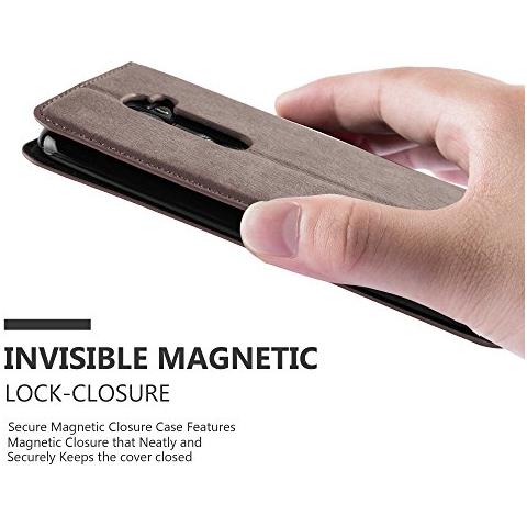 Custodia Compatibile Con Lg G2 In Bruno Caffè - Coperchio Protettiva Con Chiusura Magnetica, Funzione Stand E Tasca Per Le Carte - Foto 2