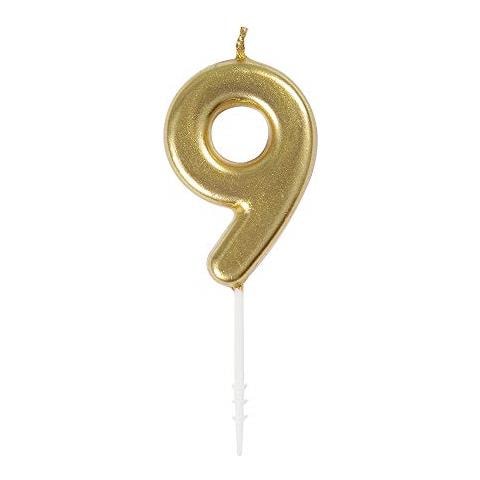 19959 - Candela Di Compleanno A Forma Di Numero 9, Colore: Oro - Foto 1