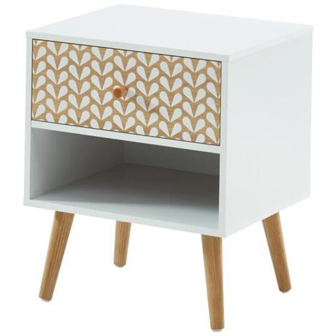 Comodino Capucine - Bianco E Rovere - L 40 X P 33 X H 49 Cm - Foto 1