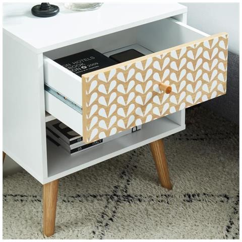 Comodino Capucine - Bianco E Rovere - L 40 X P 33 X H 49 Cm - Foto 4