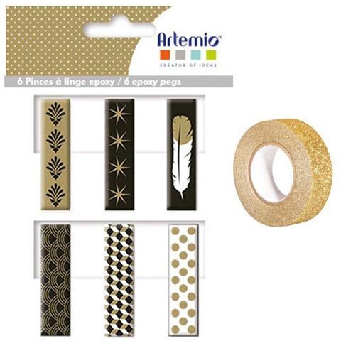 6 Mollette Epossidiche Oro-nero-bianco + Washi Tape Dorato 5 M - Foto 1