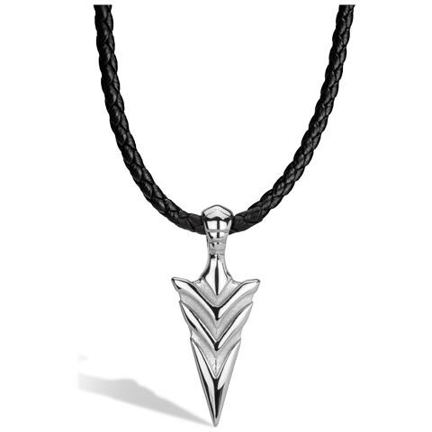 Collana da Uomo in Pelle Premium, ""Arrow"", 50cm, Argento - Foto 1