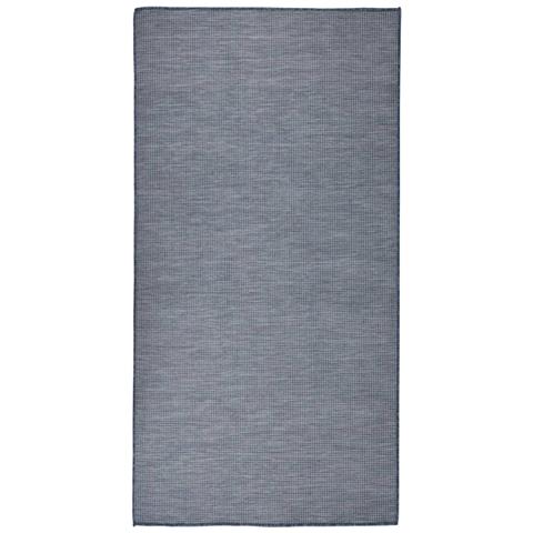 Tappeto Da Esterni A Tessitura Piatta 100x200 Cm Blu - Foto 1