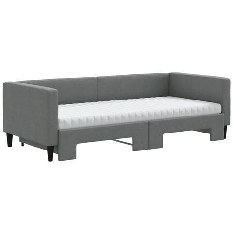 Divano Letto Estraibile Materassi Grigio Scuro 90x200cm Tessuto - Foto 9