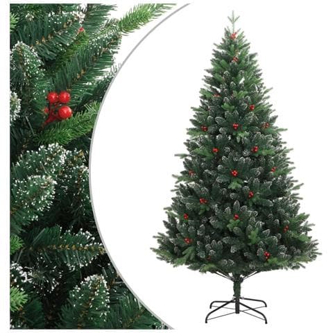 Albero Natale Artificiale Incernierato Con Bacche Rosse 240 Cm - Foto 1