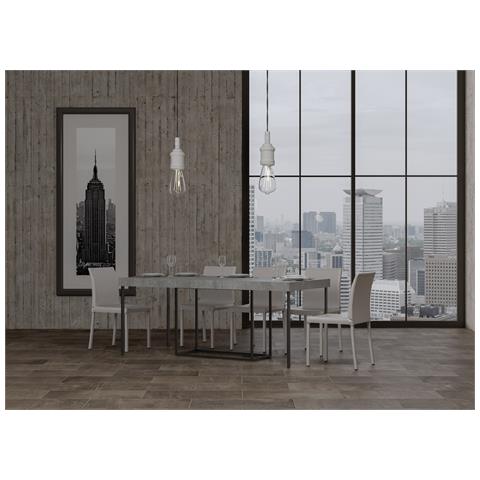 Consolle Allungabile 90x40/196 Cm Nordica Small Premium Telaio Antracite - Cemento - Foto 2