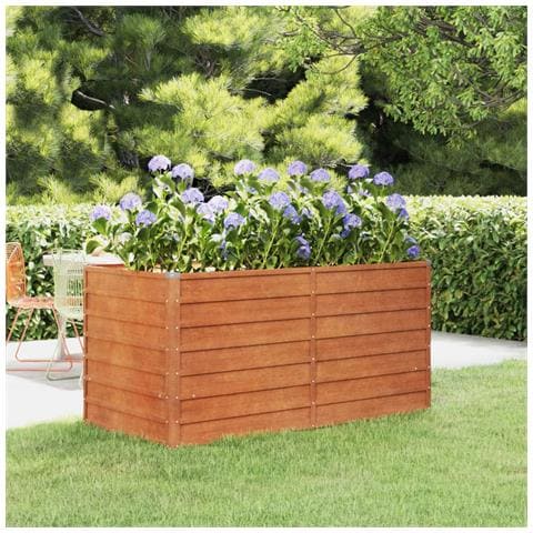 Letto Rialzato da Giardino Ruggine 160x80x77 cm Acciaio Corten - Foto 1