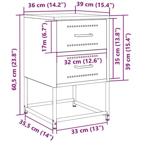 Comodini 2 Pz Rosa 36x39x60,5 Cm In Acciaio - Foto 2