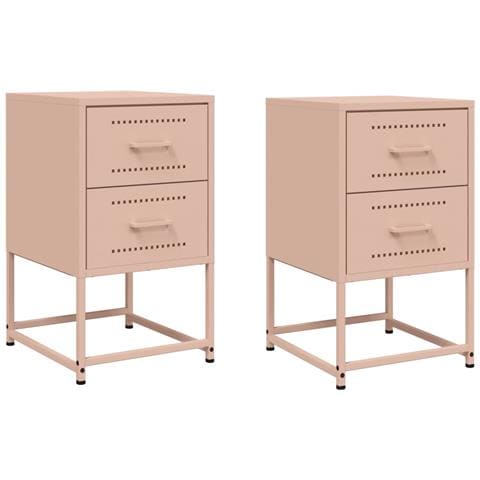 Comodini 2 Pz Rosa 36x39x60,5 Cm In Acciaio - Foto 1